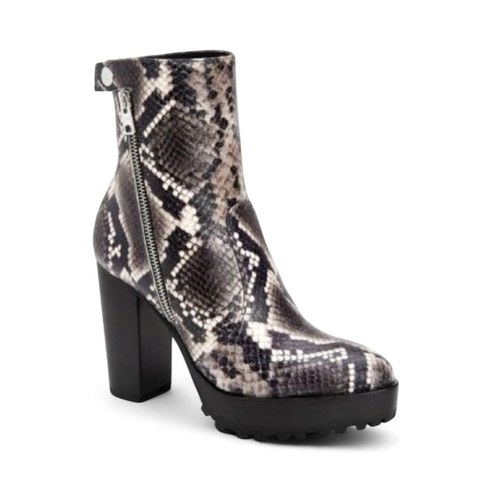 AllSaints Ana Snake Skin Embossed Lug Sole Platform Boot Size 38/ US 7 NWOB